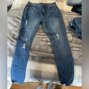 Republic High Rise skinny jeans w fringe & rips